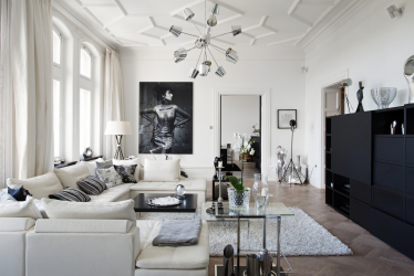 Elegante, Conforto e Beleza (mais de 170 fotos): interior em preto e branco (sala de estar, quarto, cozinha)