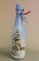 Garrafas de decoupage para o Ano Novo (mais de 170 fotos). Jóias DIY. Novas ideias e workshops
