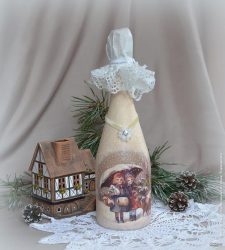 Garrafas de decoupage para o Ano Novo (mais de 170 fotos). Jóias DIY. Novas ideias e workshops