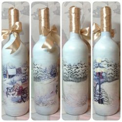 Garrafas de decoupage para o Ano Novo (mais de 170 fotos). Jóias DIY. Novas ideias e workshops