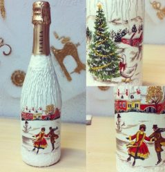 Garrafas de decoupage para o Ano Novo (mais de 170 fotos). Jóias DIY. Novas ideias e workshops