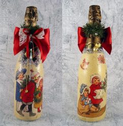 Garrafas de decoupage para o Ano Novo (mais de 170 fotos). Jóias DIY. Novas ideias e workshops