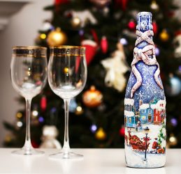 Garrafas de decoupage para o Ano Novo (mais de 170 fotos). Jóias DIY. Novas ideias e workshops