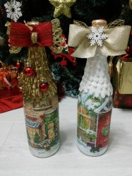 Garrafas de decoupage para o Ano Novo (mais de 170 fotos). Jóias DIY. Novas ideias e workshops