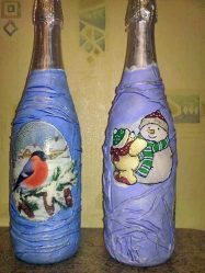 Garrafas de decoupage para o Ano Novo (mais de 170 fotos). Jóias DIY. Novas ideias e workshops