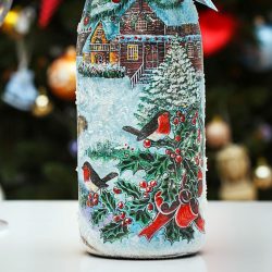 Garrafas de decoupage para o Ano Novo (mais de 170 fotos). Jóias DIY. Novas ideias e workshops
