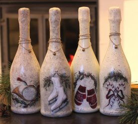 Garrafas de decoupage para o Ano Novo (mais de 170 fotos). Jóias DIY. Novas ideias e workshops