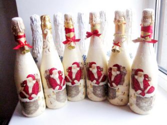 Garrafas de decoupage para o Ano Novo (mais de 170 fotos). Jóias DIY. Novas ideias e workshops