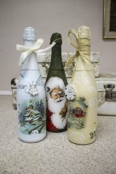 Garrafas de decoupage para o Ano Novo (mais de 170 fotos). Jóias DIY. Novas ideias e workshops