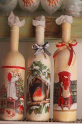 Garrafas de decoupage para o Ano Novo (mais de 170 fotos). Jóias DIY. Novas ideias e workshops