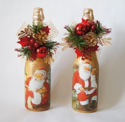 Garrafas de decoupage para o Ano Novo (mais de 170 fotos). Jóias DIY. Novas ideias e workshops