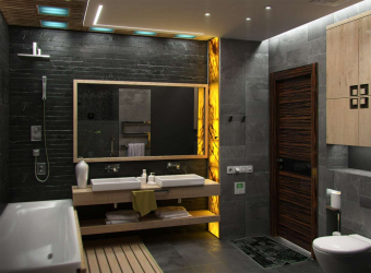 235 + Design Fotos em cores escuras: Dark or Cozy? Excepcionalmente elegante e moderno interior (quarto, sala, cozinha, banheiro)