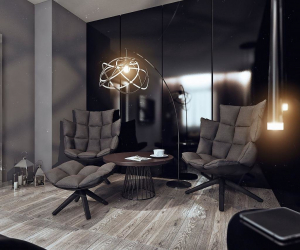 235 + Design Fotos em cores escuras: Dark or Cozy? Excepcionalmente elegante e moderno interior (quarto, sala, cozinha, banheiro)