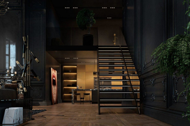 235 + Design Fotos em cores escuras: Dark or Cozy? Excepcionalmente elegante e moderno interior (quarto, sala, cozinha, banheiro)