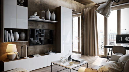 235 + Design Fotos em cores escuras: Dark or Cozy? Excepcionalmente elegante e moderno interior (quarto, sala, cozinha, banheiro)