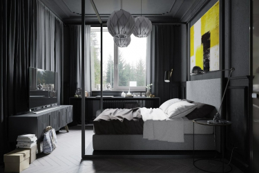 235 + Design Fotos em cores escuras: Dark or Cozy? Excepcionalmente elegante e moderno interior (quarto, sala, cozinha, banheiro)