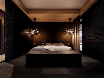 235 + Design Fotos em cores escuras: Dark or Cozy? Excepcionalmente elegante e moderno interior (quarto, sala, cozinha, banheiro)
