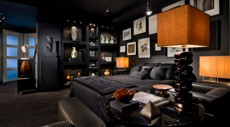 235 + Design Fotos em cores escuras: Dark or Cozy? Excepcionalmente elegante e moderno interior (quarto, sala, cozinha, banheiro)