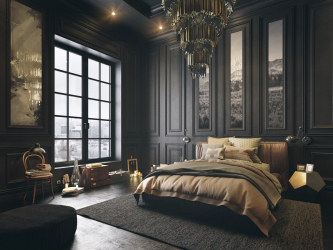 235 + Design Fotos em cores escuras: Dark or Cozy? Excepcionalmente elegante e moderno interior (quarto, sala, cozinha, banheiro)