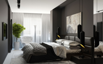 235 + Design Fotos em cores escuras: Dark or Cozy? Excepcionalmente elegante e moderno interior (quarto, sala, cozinha, banheiro)