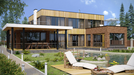Projetos de casas com telhado plano são tecnologias simples de construção (de um andar, de dois andares, de madeira, pequenas). Tendências modernas de alta tecnologia e minimalismo (mais de 175 fotos)