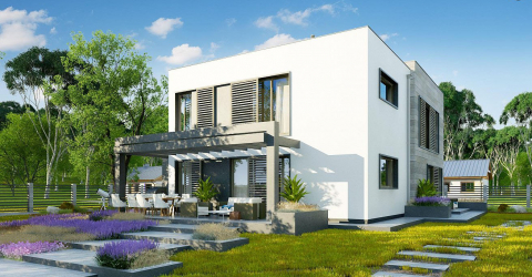 Projetos de casas com telhado plano são tecnologias simples de construção (de um andar, de dois andares, de madeira, pequenas). Tendências modernas de alta tecnologia e minimalismo (mais de 175 fotos)