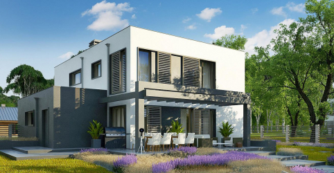 Projetos de casas com telhado plano são tecnologias simples de construção (de um andar, de dois andares, de madeira, pequenas). Tendências modernas de alta tecnologia e minimalismo (mais de 175 fotos)