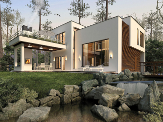 Projetos de casas com telhado plano são tecnologias simples de construção (de um andar, de dois andares, de madeira, pequenas). Tendências modernas de alta tecnologia e minimalismo (mais de 175 fotos)
