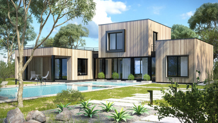 Projetos de casas com telhado plano são tecnologias simples de construção (de um andar, de dois andares, de madeira, pequenas). Tendências modernas de alta tecnologia e minimalismo (mais de 175 fotos)
