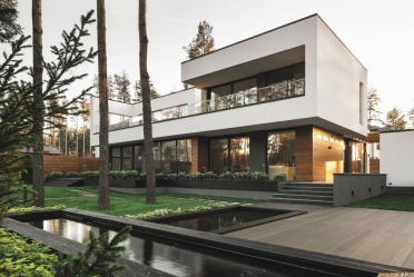 Projetos de casas com telhado plano são tecnologias simples de construção (de um andar, de dois andares, de madeira, pequenas). Tendências modernas de alta tecnologia e minimalismo (mais de 175 fotos)