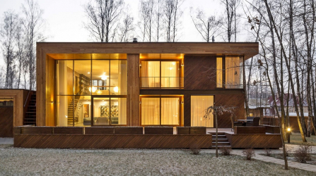 Projetos de casas com telhado plano são tecnologias simples de construção (de um andar, de dois andares, de madeira, pequenas). Tendências modernas de alta tecnologia e minimalismo (mais de 175 fotos)