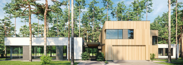 Projetos de casas com telhado plano são tecnologias simples de construção (de um andar, de dois andares, de madeira, pequenas). Tendências modernas de alta tecnologia e minimalismo (mais de 175 fotos)