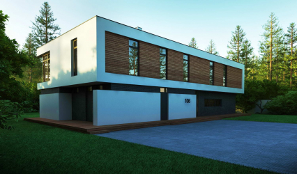 Projetos de casas com telhado plano são tecnologias simples de construção (de um andar, de dois andares, de madeira, pequenas). Tendências modernas de alta tecnologia e minimalismo (mais de 175 fotos)