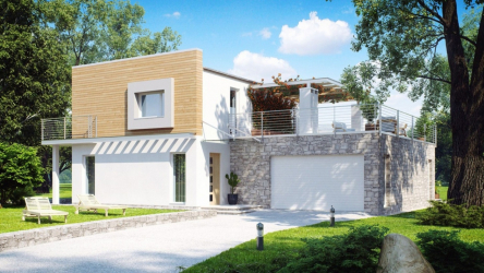 Projetos de casas com telhado plano são tecnologias simples de construção (de um andar, de dois andares, de madeira, pequenas). Tendências modernas de alta tecnologia e minimalismo (mais de 175 fotos)