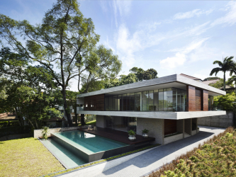 Projetos de casas com telhado plano são tecnologias simples de construção (de um andar, de dois andares, de madeira, pequenas). Tendências modernas de alta tecnologia e minimalismo (mais de 175 fotos)