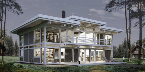 Projetos de casas com telhado plano são tecnologias simples de construção (de um andar, de dois andares, de madeira, pequenas). Tendências modernas de alta tecnologia e minimalismo (mais de 175 fotos)