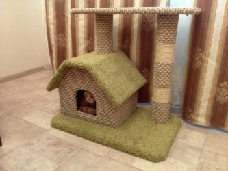 Como fazer uma casa para um gato com suas próprias mãos passo a passo? 150+ (foto) de madeira, papelão, caixas, com um raspador