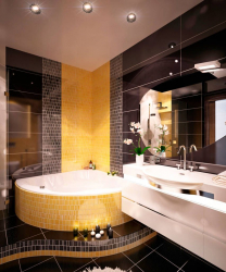 Características do design de uma banheira com hidromassagem no interior da casa e apartamento (120 + Foto). Luxo acessível com benefícios para a saúde. O que você precisa saber?