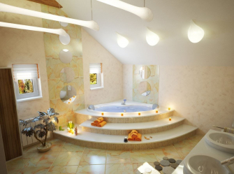 Características do design de uma banheira com hidromassagem no interior da casa e apartamento (120 + Foto). Luxo acessível com benefícios para a saúde. O que você precisa saber?