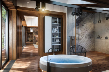 Características do design de uma banheira com hidromassagem no interior da casa e apartamento (120 + Foto). Luxo acessível com benefícios para a saúde. O que você precisa saber?