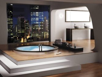 Características do design de uma banheira com hidromassagem no interior da casa e apartamento (120 + Foto). Luxo acessível com benefícios para a saúde. O que você precisa saber?