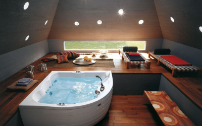 Características do design de uma banheira com hidromassagem no interior da casa e apartamento (120 + Foto). Luxo acessível com benefícios para a saúde. O que você precisa saber?