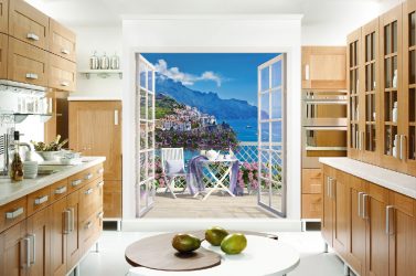 A escolha do papel de parede da foto para a cozinha - Uma solução interessante para qualquer projeto (mais de 185 fotos)