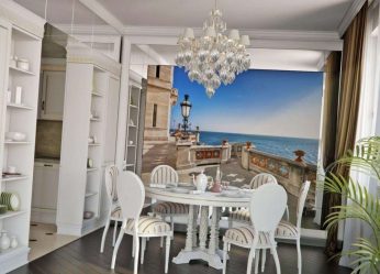 A escolha do papel de parede da foto para a cozinha - Uma solução interessante para qualquer projeto (mais de 185 fotos)