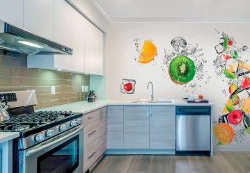A escolha do papel de parede da foto para a cozinha - Uma solução interessante para qualquer projeto (mais de 185 fotos)