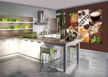 A escolha do papel de parede da foto para a cozinha - Uma solução interessante para qualquer projeto (mais de 185 fotos)