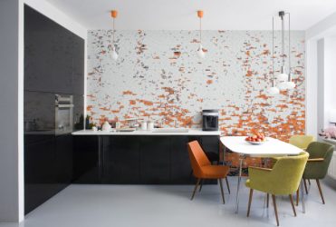 A escolha do papel de parede da foto para a cozinha - Uma solução interessante para qualquer projeto (mais de 185 fotos)