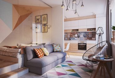 Zoneamento da sala de estar e quarto na mesma sala (235+ Design Photos): use o espaço com benefício e conveniência