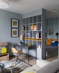Zoneamento da sala de estar e quarto na mesma sala (235+ Design Photos): use o espaço com benefício e conveniência