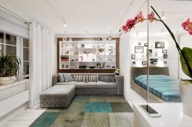 Zoneamento da sala de estar e quarto na mesma sala (235+ Design Photos): use o espaço com benefício e conveniência